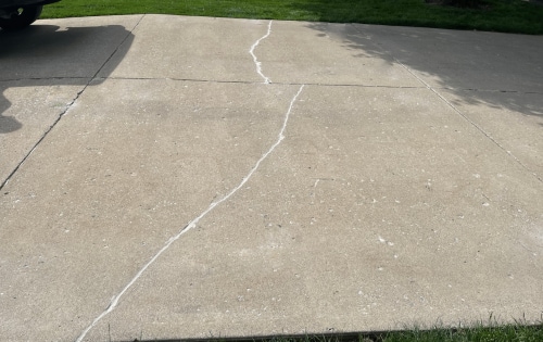 Repaired cracked driveway
