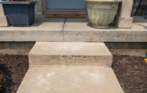 Uneven front steps after repair