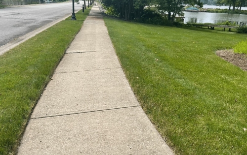 Rental property sidewalk before leveling