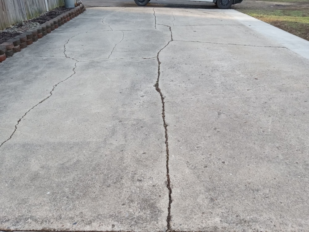 Large driveway crack