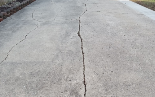 Large driveway crack